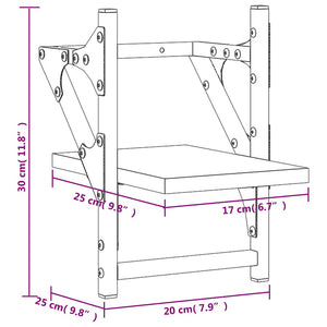 Ράφια Τοίχου με Μπάρα 2 τεμ. Μαύρα 20 x 25 x 30 εκ.