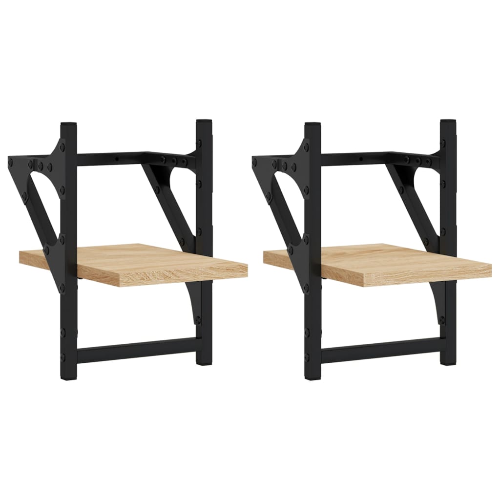 Ράφια Τοίχου με Μπάρα 2 τεμ. Sonoma Δρυς 20 x 25 x 30 εκ. - Pakobazaar