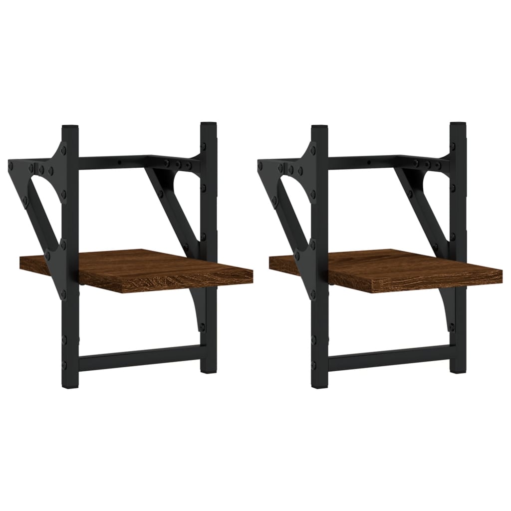 Ράφια Τοίχου με Μπάρα 2 τεμ. Καφέ Δρυς 20x25x30 εκ. - Pakobazaar