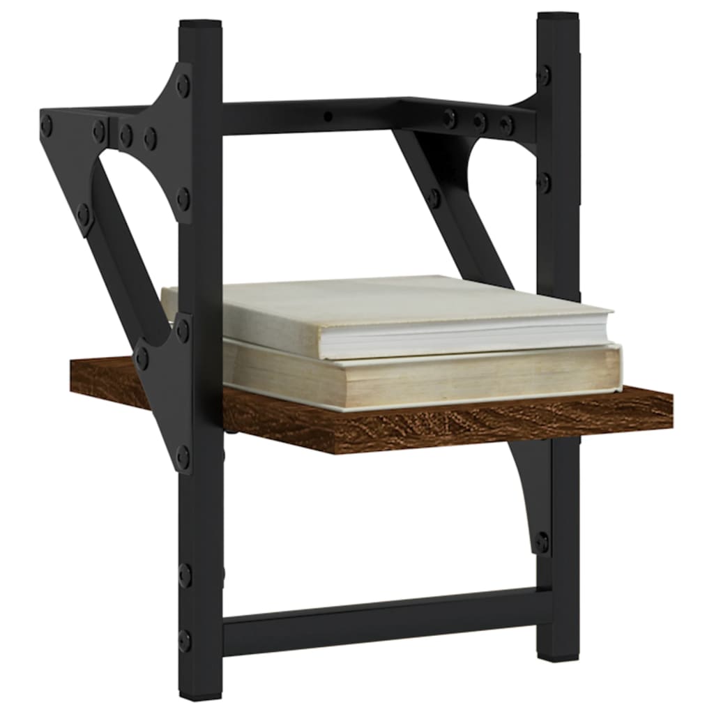 Ράφια Τοίχου με Μπάρα 2 τεμ. Καφέ Δρυς 20x25x30 εκ. - Pakobazaar