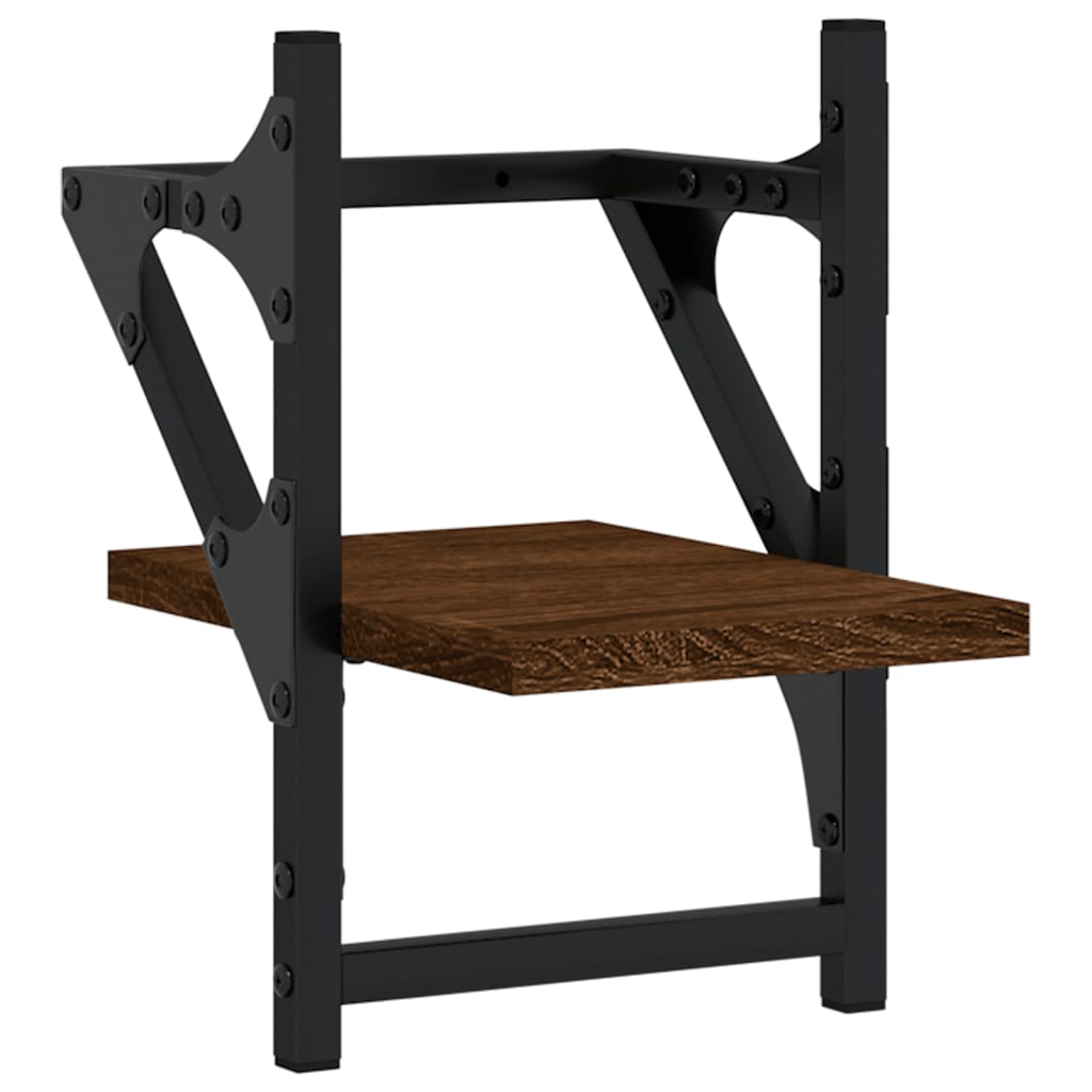 Ράφια Τοίχου με Μπάρα 2 τεμ. Καφέ Δρυς 20x25x30 εκ. - Pakobazaar