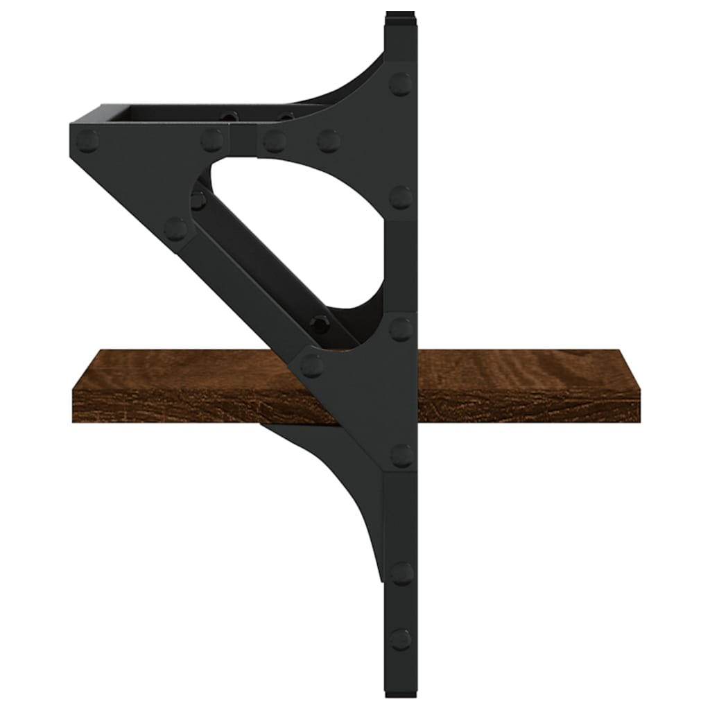 Ράφια Τοίχου με Μπάρα 2 τεμ. Καφέ Δρυς 20x25x30 εκ. - Pakobazaar