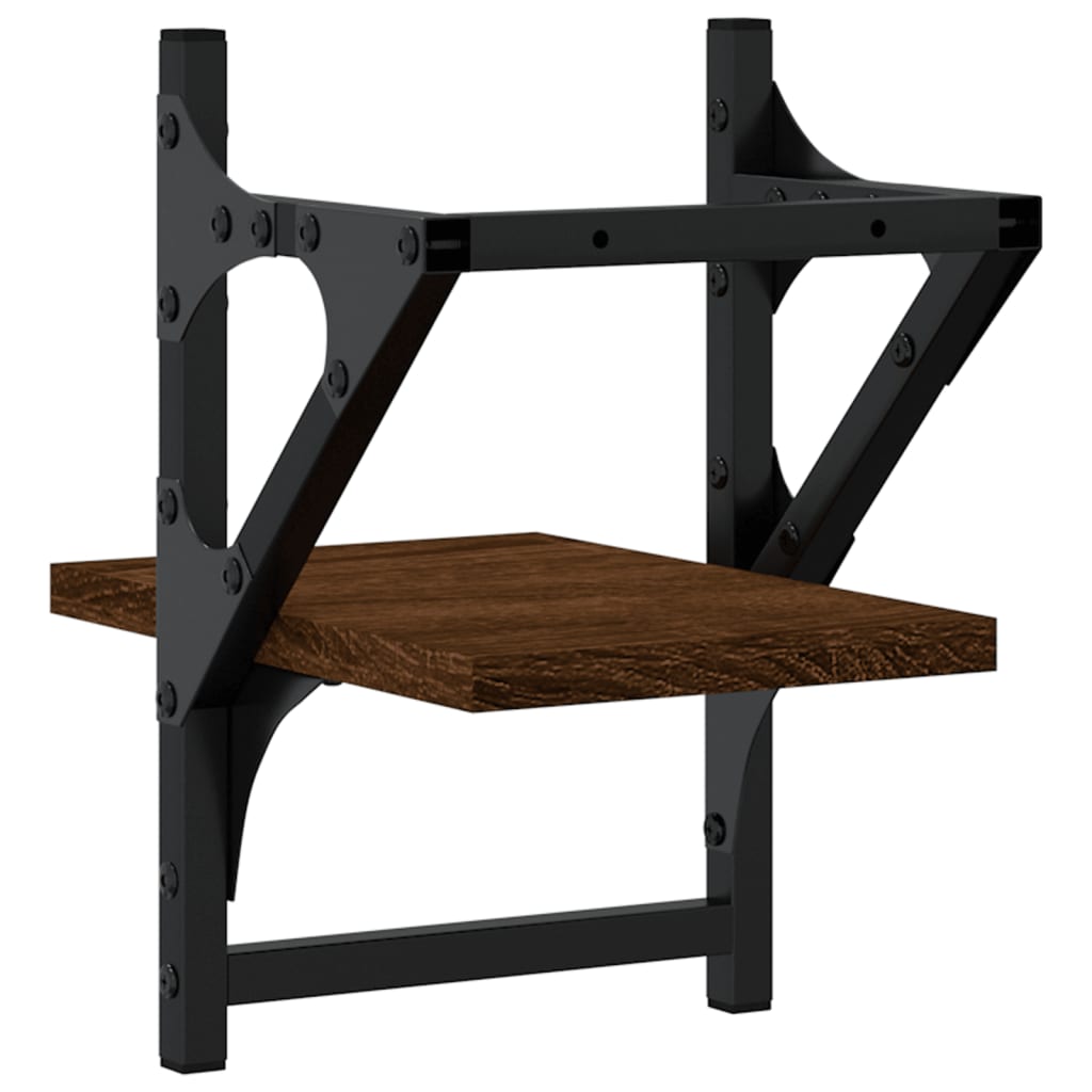 Ράφια Τοίχου με Μπάρα 2 τεμ. Καφέ Δρυς 20x25x30 εκ. - Pakobazaar