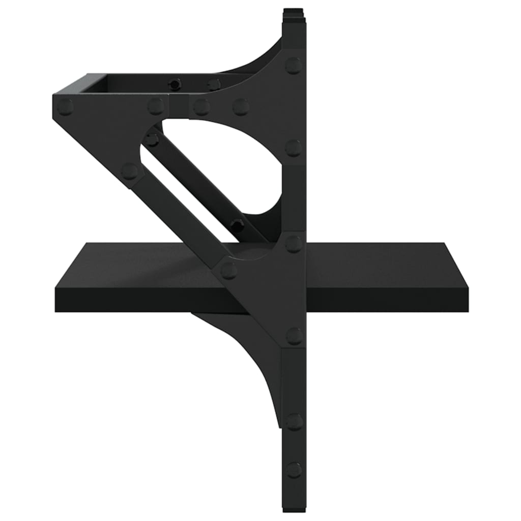 Ράφια Τοίχου με Μπάρα 2 τεμ. Μαύρα 30 x 25 x 30 εκ.