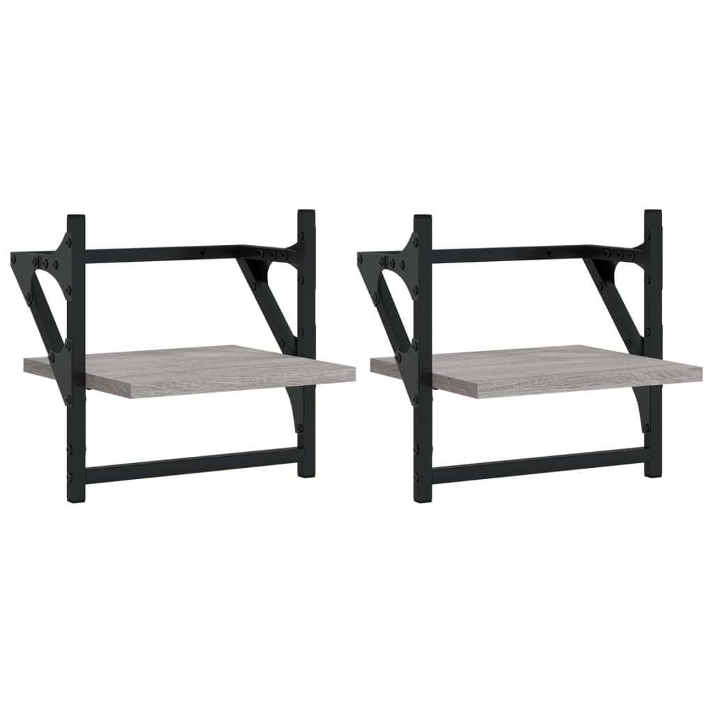 Ράφια Τοίχου με Μπάρα 2 τεμ. Γκρι Sonoma 30x25x30 εκ.