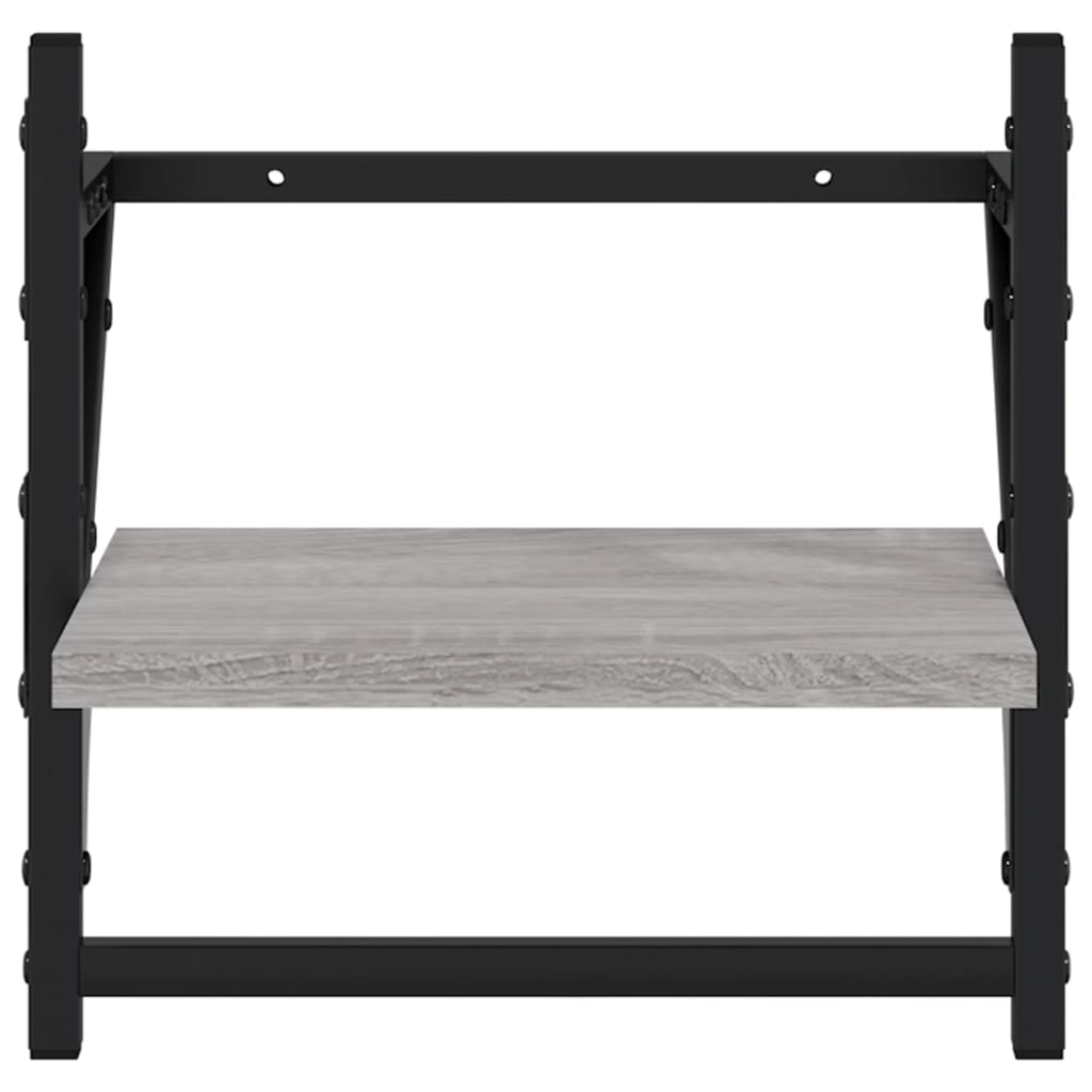 Ράφια Τοίχου με Μπάρα 2 τεμ. Γκρι Sonoma 30x25x30 εκ.