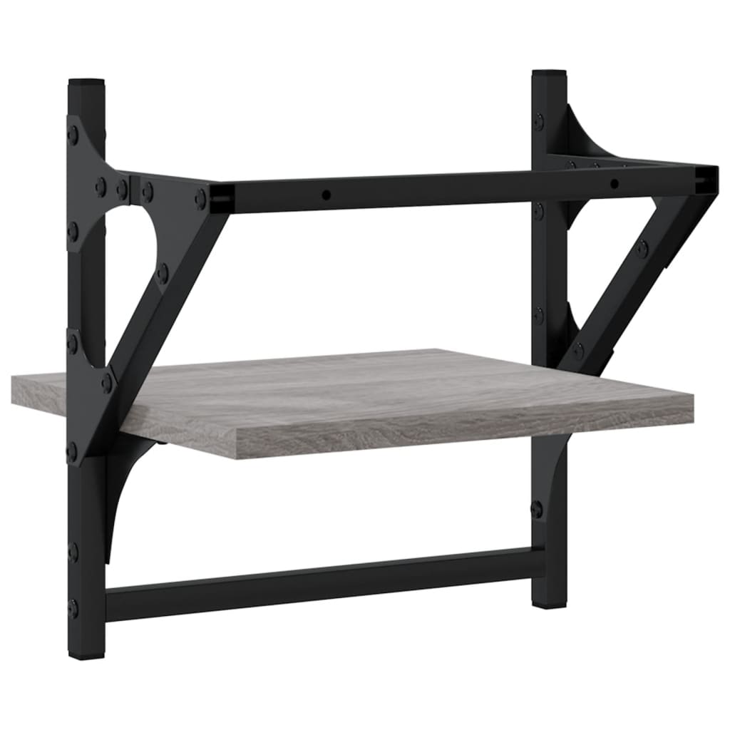Ράφια Τοίχου με Μπάρα 2 τεμ. Γκρι Sonoma 30x25x30 εκ.