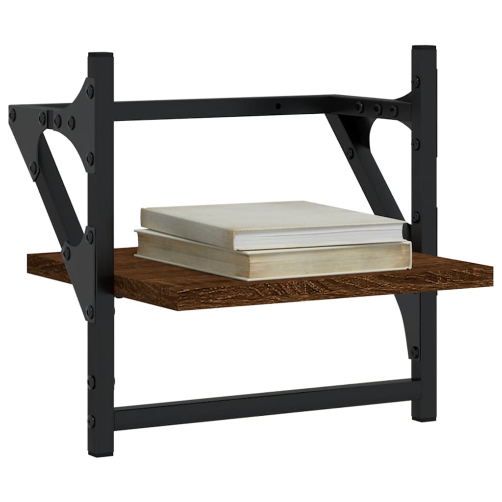 Ράφια Τοίχου με Μπάρα 2 τεμ. Καφέ Δρυς 30x25x30 εκ. - Pakobazaar