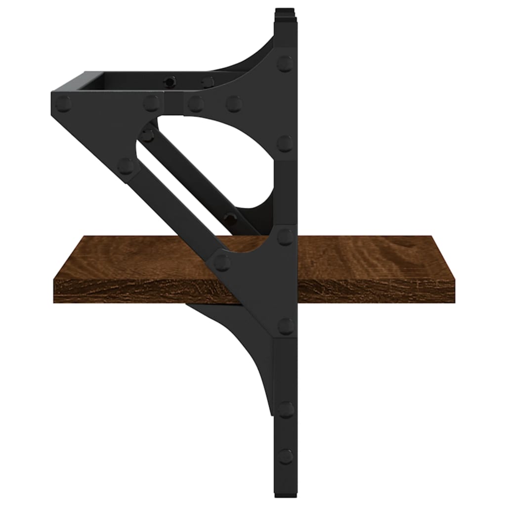 Ράφια Τοίχου με Μπάρα 2 τεμ. Καφέ Δρυς 30x25x30 εκ. - Pakobazaar