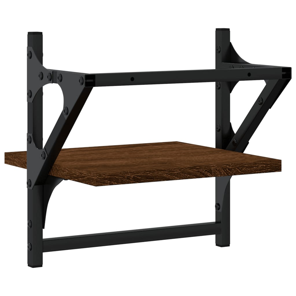 Ράφια Τοίχου με Μπάρα 2 τεμ. Καφέ Δρυς 30x25x30 εκ. - Pakobazaar