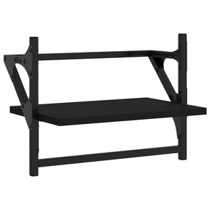 Ράφια Τοίχου με Μπάρα 2 τεμ. Μαύρα 40 x 25 x 30 εκ. - Pakobazaar