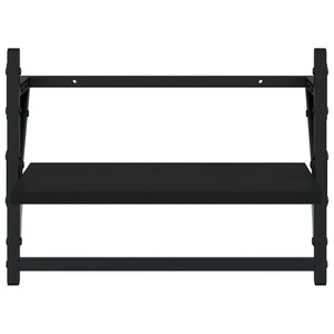 Ράφια Τοίχου με Μπάρα 2 τεμ. Μαύρα 40 x 25 x 30 εκ. - Pakobazaar