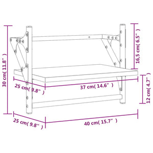 Ράφια Τοίχου με Μπάρα 2 τεμ. Μαύρα 40 x 25 x 30 εκ. - Pakobazaar