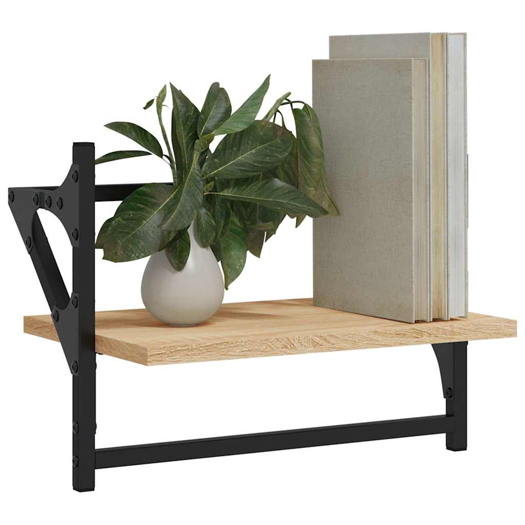 Ράφια Τοίχου με Μπάρα 2 τεμ. Sonoma Δρυς 40 x 25 x 30 εκ.