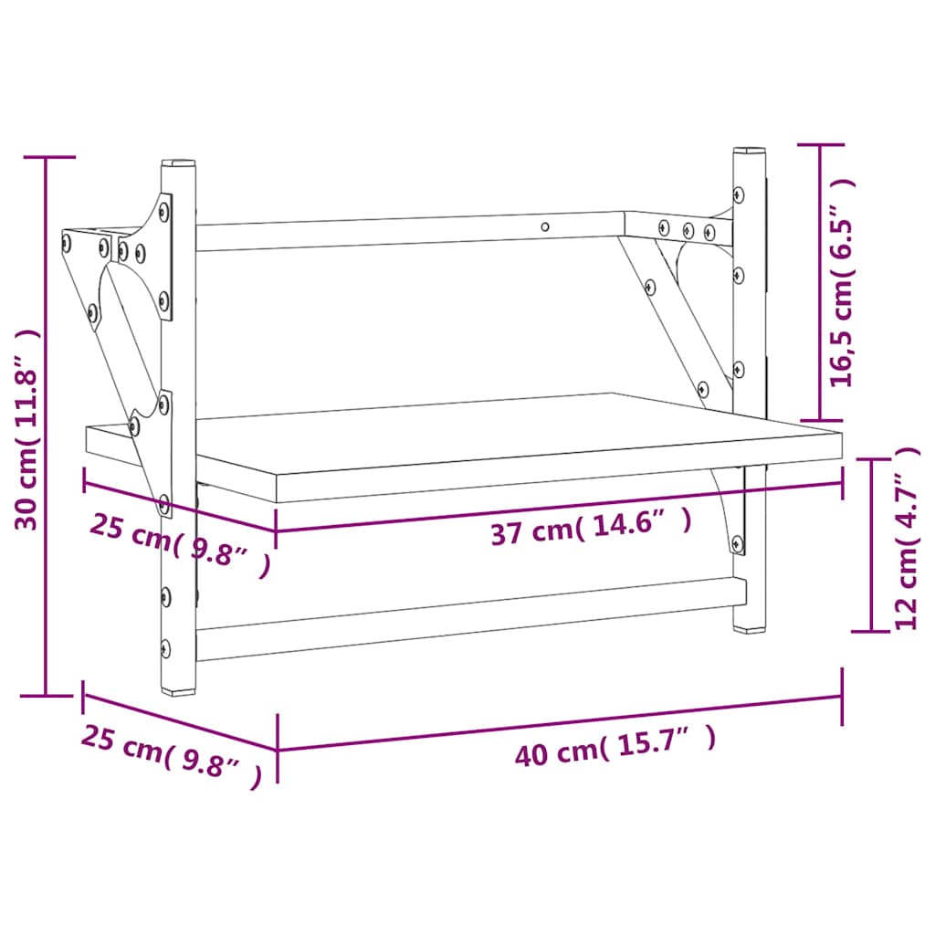 Ράφια Τοίχου με Μπάρα 2 τεμ. Sonoma Δρυς 40 x 25 x 30 εκ.