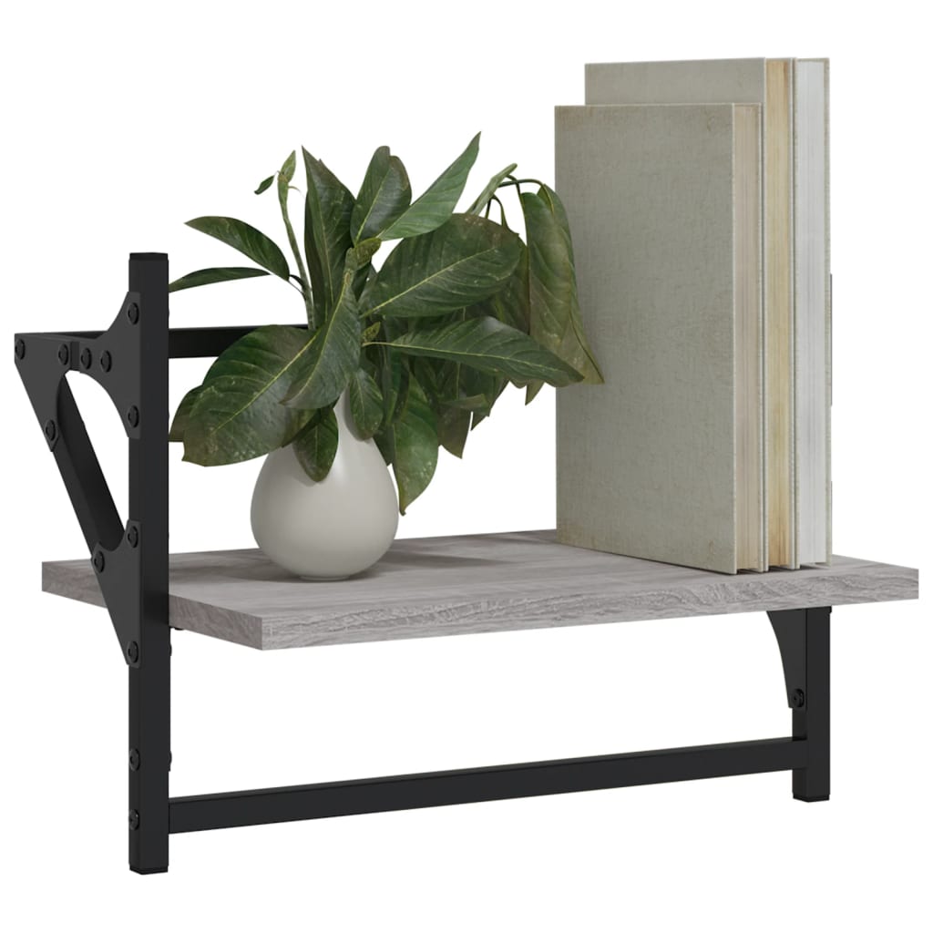 Ράφια Τοίχου με Μπάρα 2 τεμ. Γκρι Sonoma 40x25x30 εκ.