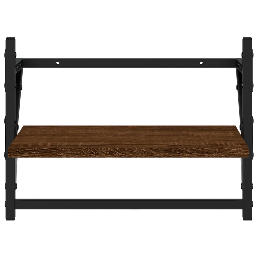 Ράφια Τοίχου με Μπάρα 2 τεμ. Καφέ Δρυς 40 x 25 x 30 εκ.