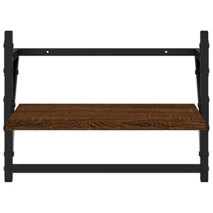 Ράφια Τοίχου με Μπάρα 2 τεμ. Καφέ Δρυς 40 x 25 x 30 εκ.