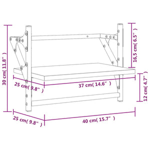 Ράφια Τοίχου με Μπάρα 2 τεμ. Καφέ Δρυς 40 x 25 x 30 εκ.