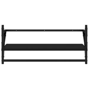 Ράφια Τοίχου με Μπάρα 2 τεμ. Μαύρα 65 x 25 x 30 εκ. - Pakobazaar
