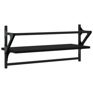 Ράφια Τοίχου με Μπάρα 2 τεμ. Μαύρα 65 x 25 x 30 εκ. - Pakobazaar