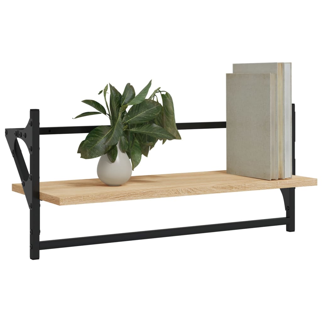 Ράφια Τοίχου με Μπάρα 2 τεμ. Sonoma Δρυς 65 x 25 x 30 εκ.