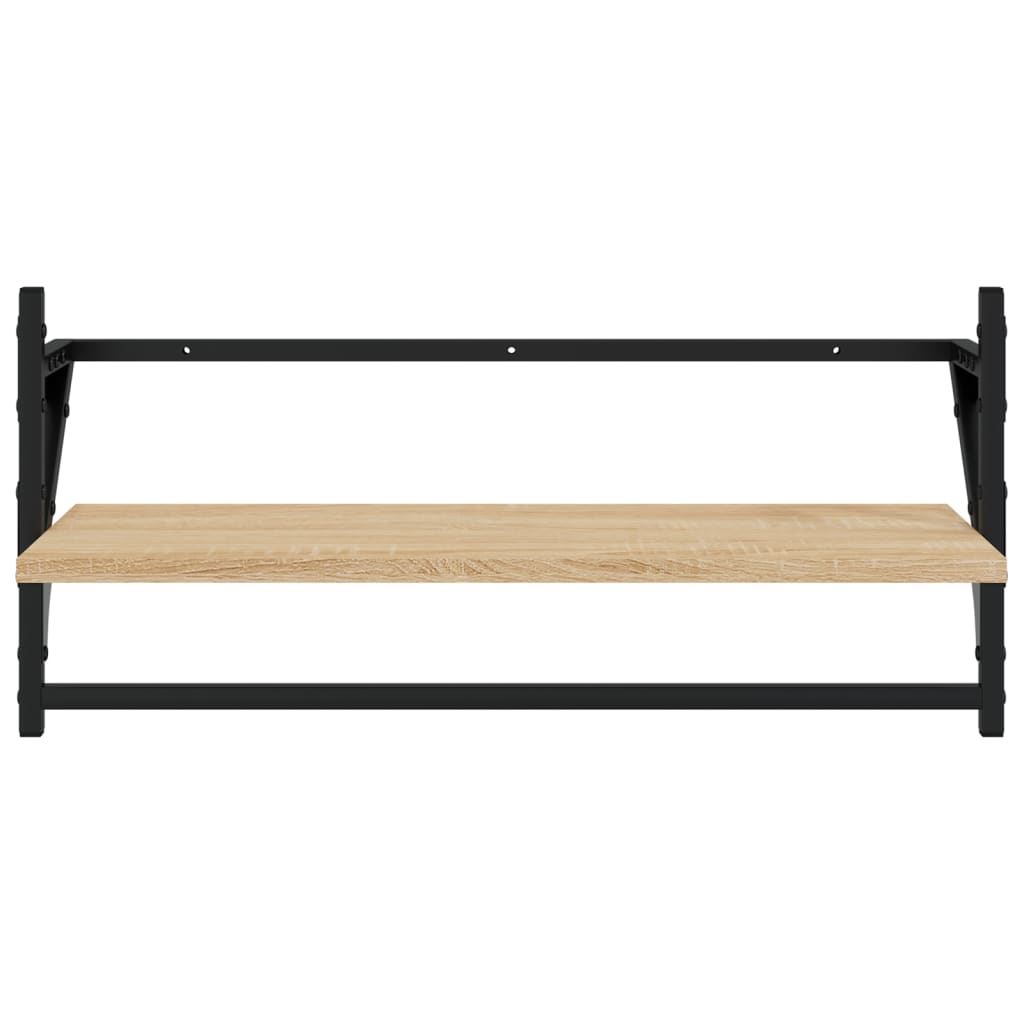 Ράφια Τοίχου με Μπάρα 2 τεμ. Sonoma Δρυς 65 x 25 x 30 εκ.