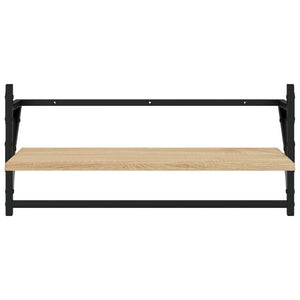 Ράφια Τοίχου με Μπάρα 2 τεμ. Sonoma Δρυς 65 x 25 x 30 εκ.