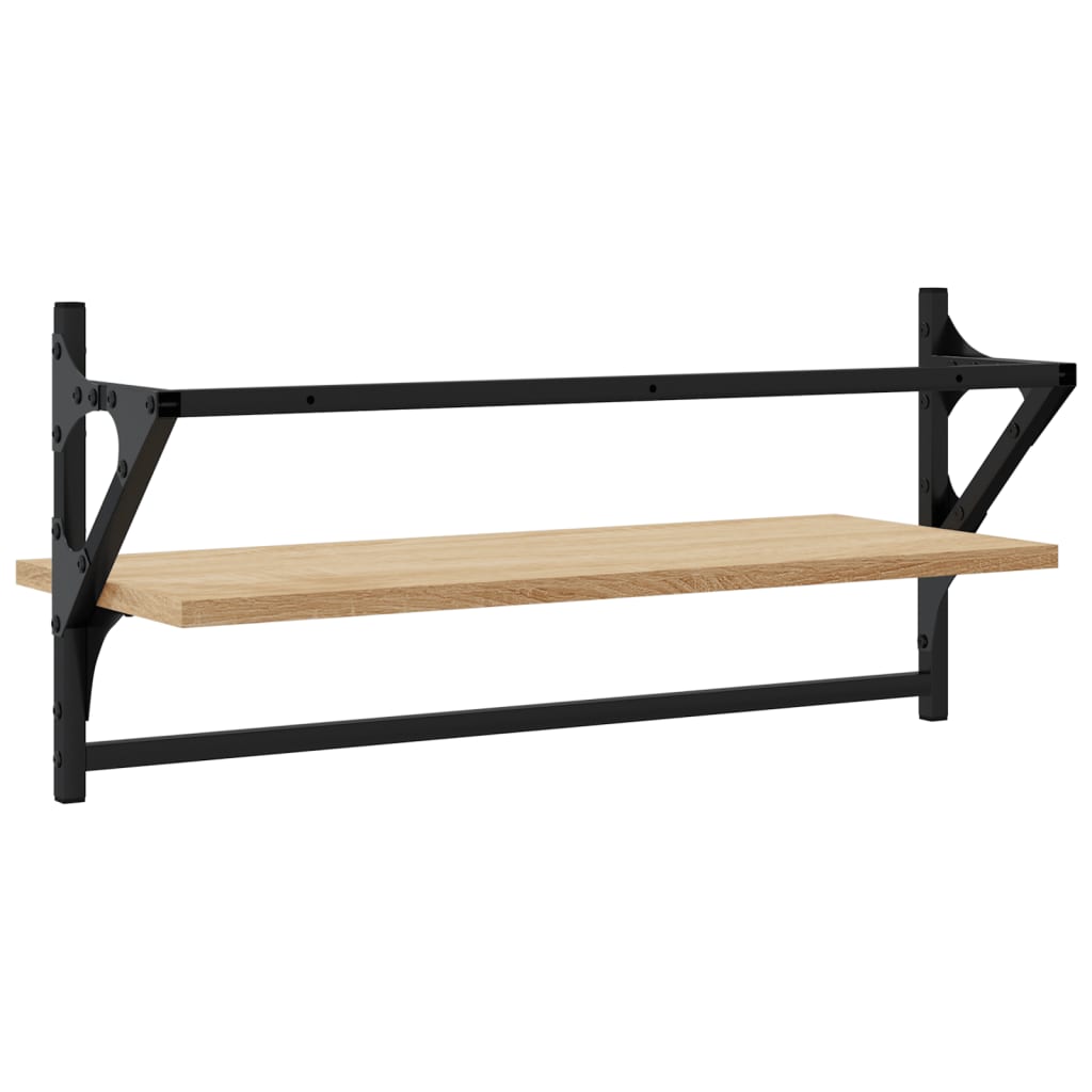 Ράφια Τοίχου με Μπάρα 2 τεμ. Sonoma Δρυς 65 x 25 x 30 εκ.