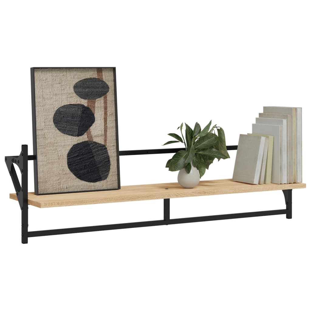 Ράφια Τοίχου με Μπάρα 2 τεμ. Sonoma Δρυς 100x25x30 εκ.