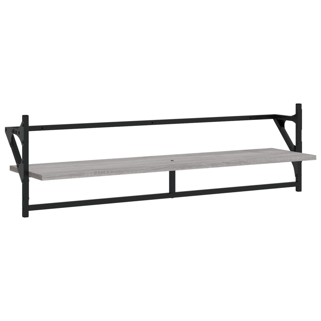 Ράφια Τοίχου με Μπάρα 2 τεμ. Γκρι Sonoma 100x25x30 εκ.
