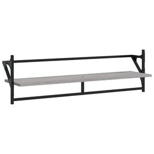 Ράφια Τοίχου με Μπάρα 2 τεμ. Γκρι Sonoma 100x25x30 εκ.