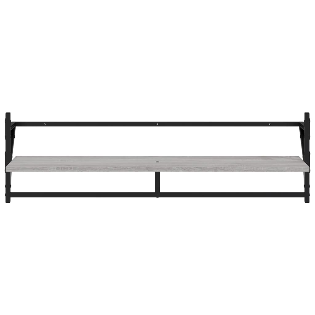 Ράφια Τοίχου με Μπάρα 2 τεμ. Γκρι Sonoma 100x25x30 εκ.