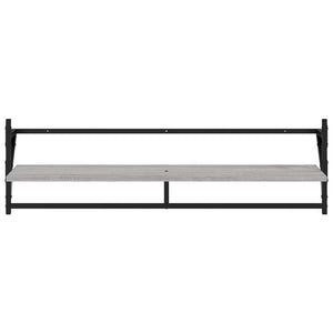 Ράφια Τοίχου με Μπάρα 2 τεμ. Γκρι Sonoma 100x25x30 εκ.
