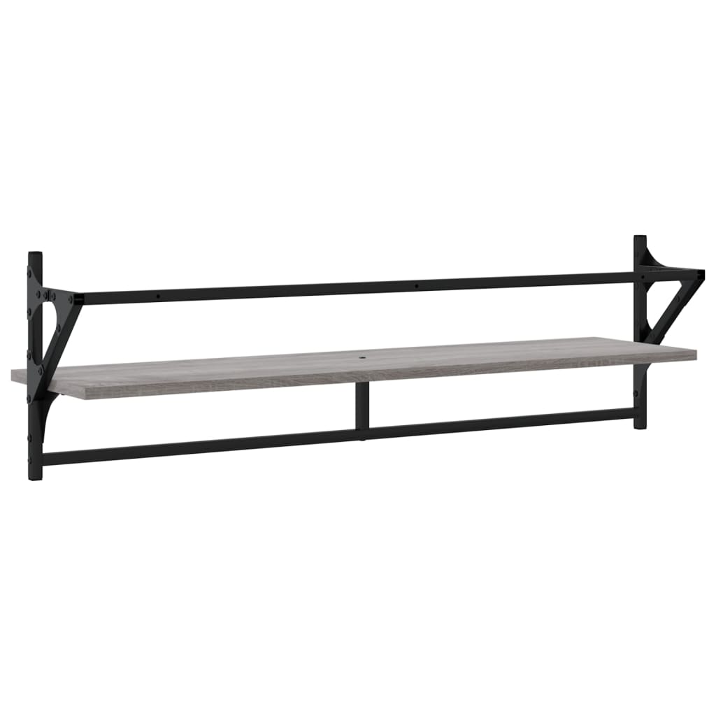 Ράφια Τοίχου με Μπάρα 2 τεμ. Γκρι Sonoma 100x25x30 εκ.