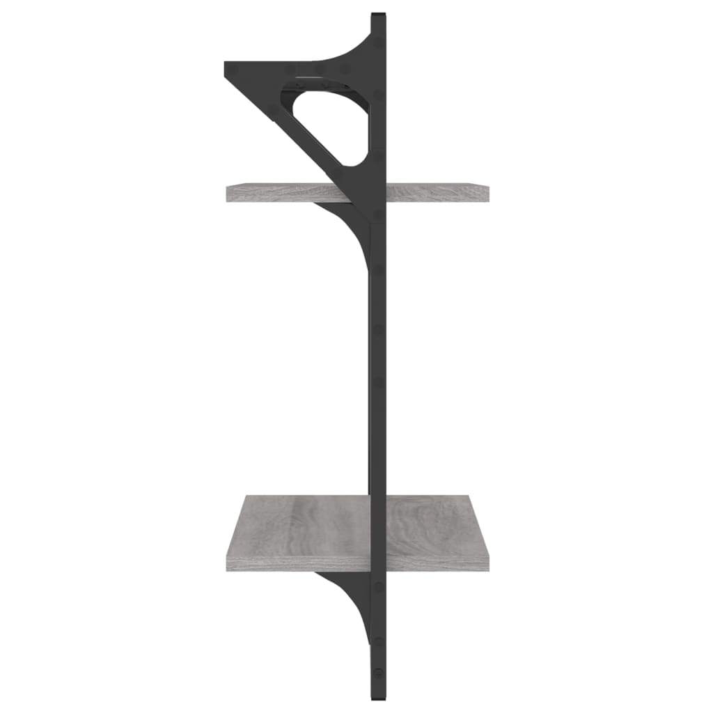 Ράφια Τοίχου με Μπάρα 2 τεμ. Γκρι Sonoma 30 x 25 x 65 εκ.