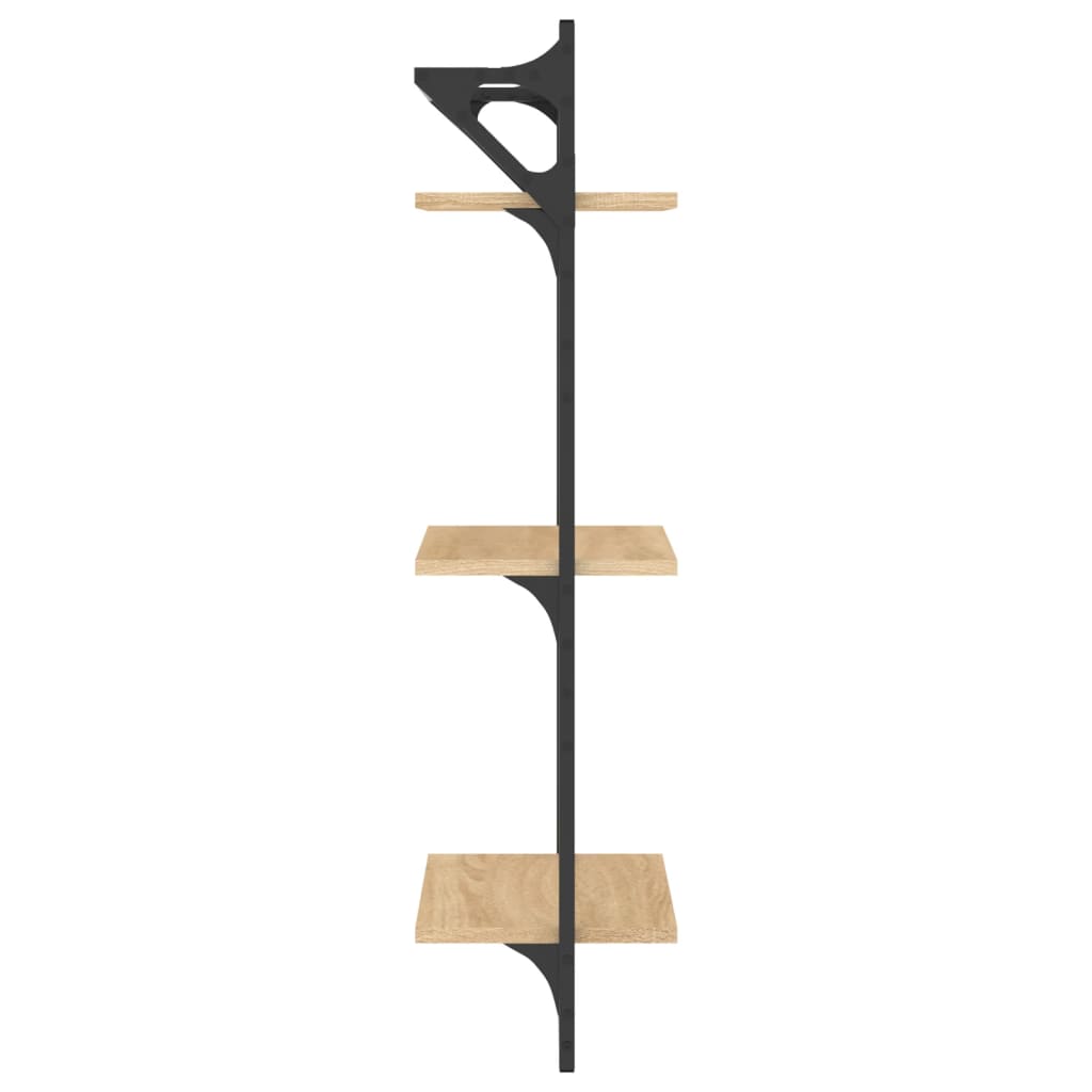 Ράφια Τοίχου 3 Επιπέδων με Μπάρα 2 τεμ Sonoma Δρυς 30x25x100 εκ