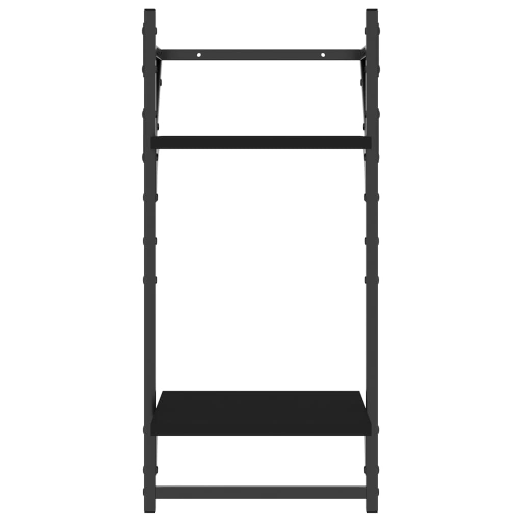 Ράφια Τοίχου Σετ 4 τεμ. με Μπάρες Μαύρα από Επεξεργασμένο ξύλο