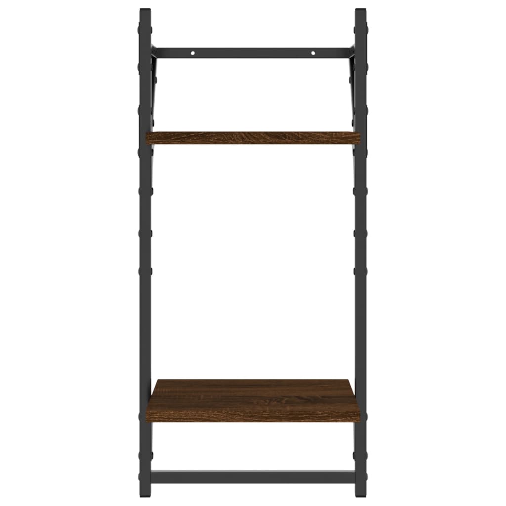 Ράφια Τοίχου Σετ 6 τεμ. με Μπάρες Καφέ Δρυς Επεξεργασμένο ξύλο