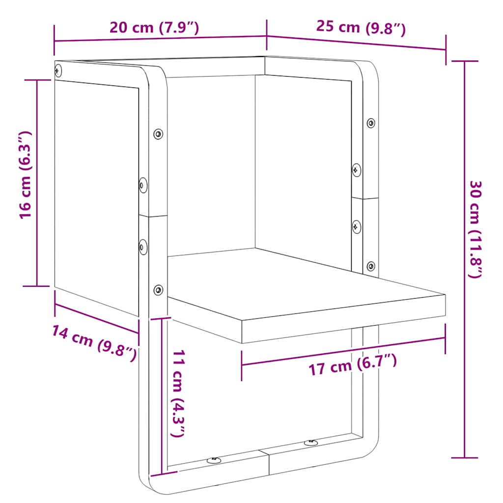 Ράφι Τοίχου με Μπάρα Sonoma Δρυς 20x25x30 εκ.