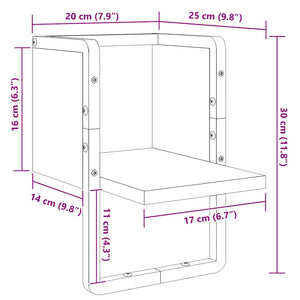 Ράφι Τοίχου με Μπάρα Sonoma Δρυς 20x25x30 εκ.