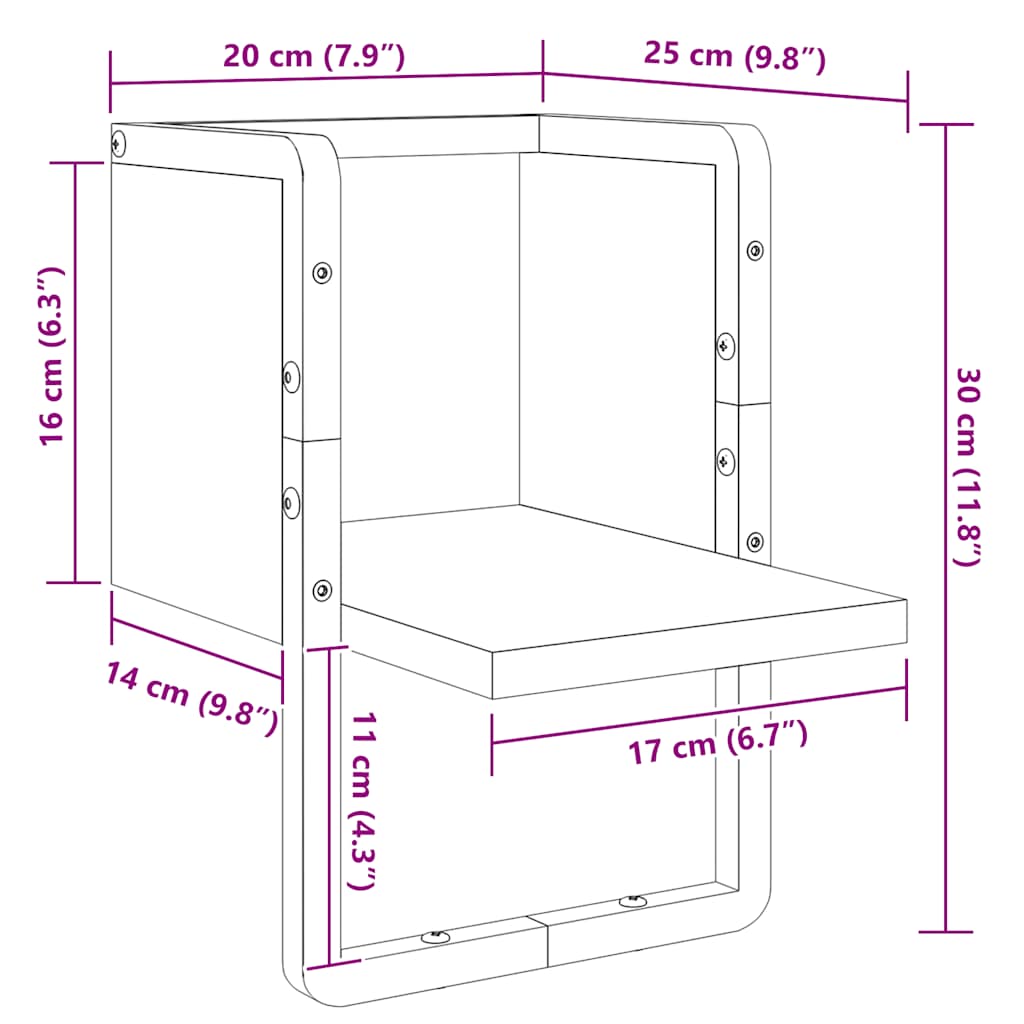 Ράφι Τοίχου με Μπάρα Καπνιστή Δρυς 20x25x30 εκ.