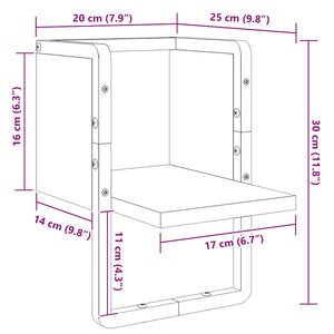 Ράφι Τοίχου με Μπάρα Καπνιστή Δρυς 20x25x30 εκ.