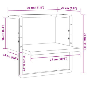 Ράφι Τοίχου με Μπάρα Μαύρο 30 x 25 x 30 εκ.