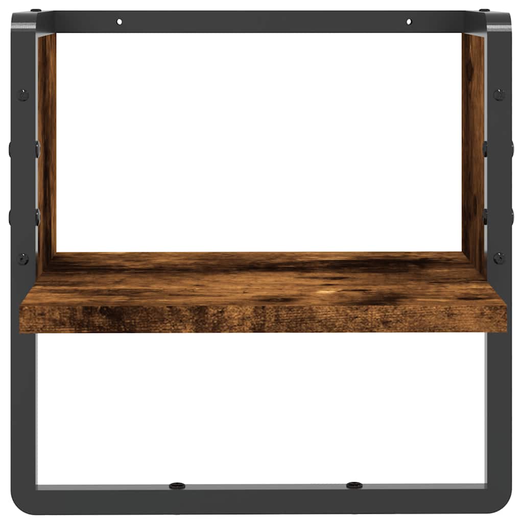 Ράφι Τοίχου με Μπάρα Καπνιστή Δρυς 30 x 25 x 30 εκ. - Pakobazaar