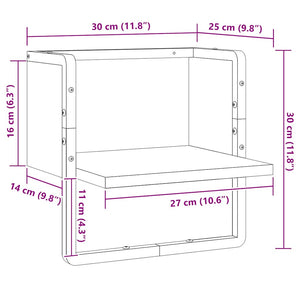 Ράφι Τοίχου με Μπάρα Γκρι Sonoma 30 x 25 x 30 εκ.