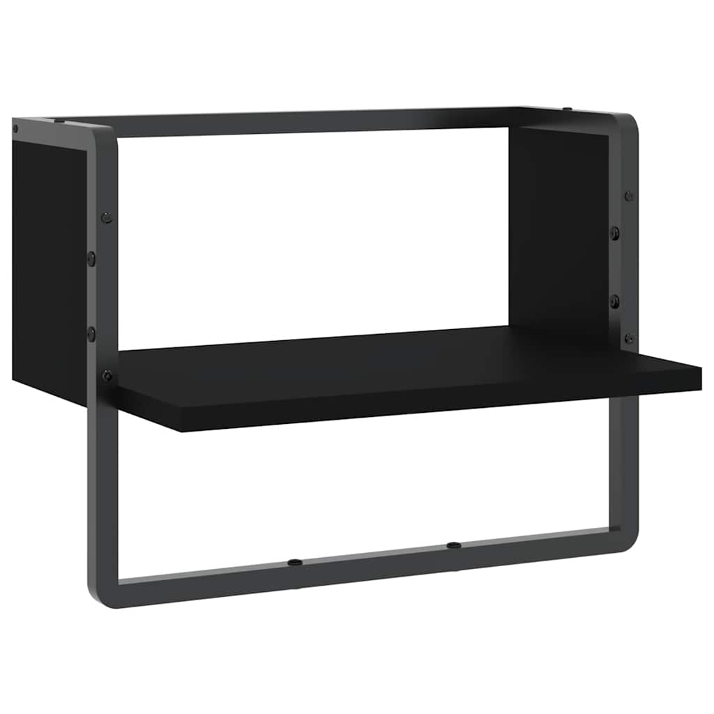 Ράφι Τοίχου με Μπάρα Μαύρο 40x25x30 εκ.