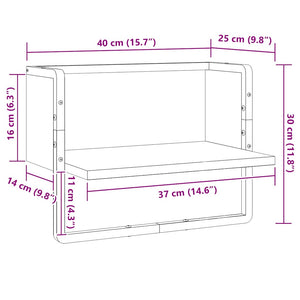 Ράφι Τοίχου με Μπάρα Μαύρο 40x25x30 εκ.