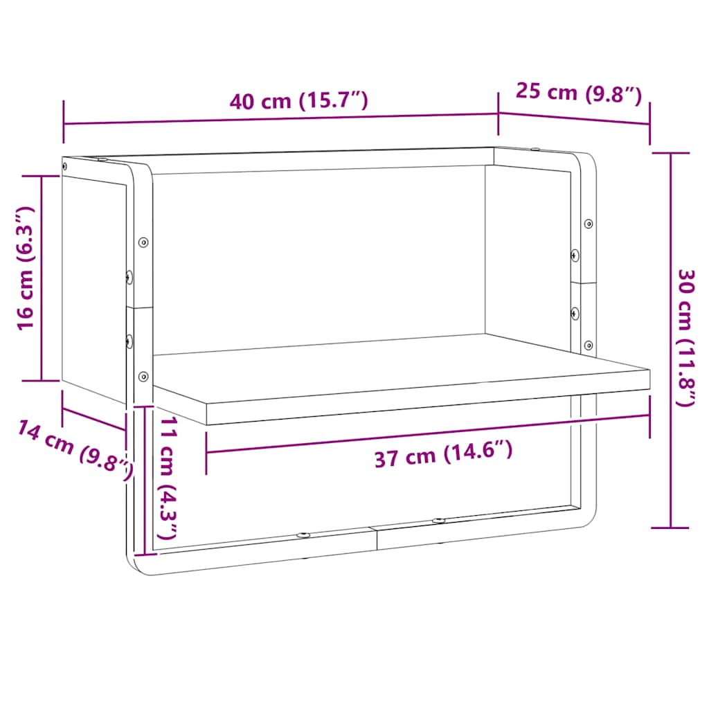 Ράφι Τοίχου με Μπάρα Sonoma Δρυς 40 x 25 x 30 εκ.