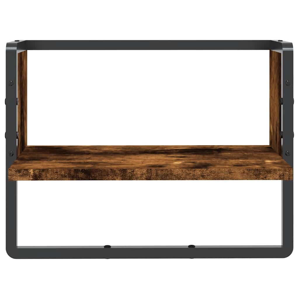 Ράφι Τοίχου με Μπάρα Καπνιστή Δρυς 40 x 25 x 30 εκ.
